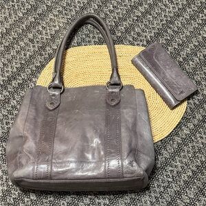 Frye Melissa Purse & Wallet Gray Leather Tote Handbag